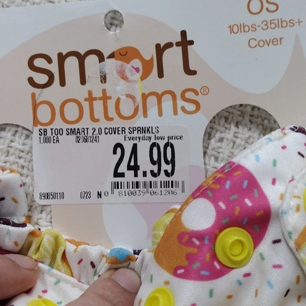 NWT Smart Bottoms Sprinkles Cloth Diaper OS 10 lb - 35+ lb